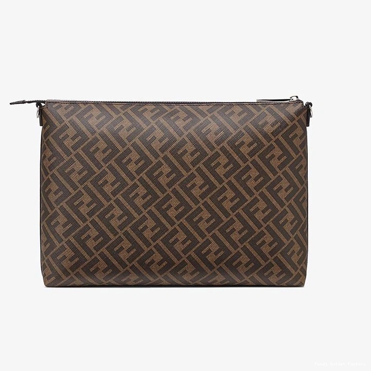 Vintage HOT In Bag Fendi Messenger FF Fabric Brown Motif Slim 0825